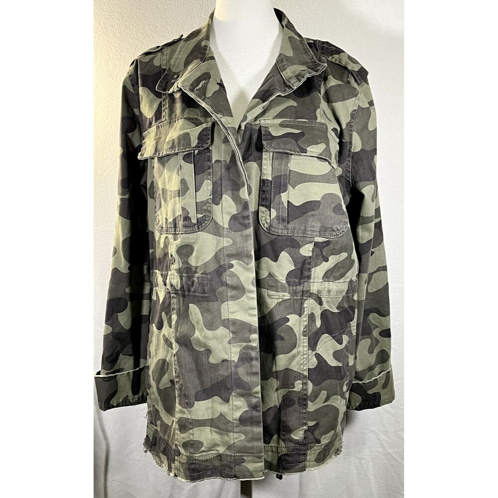 Ashley 26 Women's Camo Utility Jacket Size L Military Style Button Front